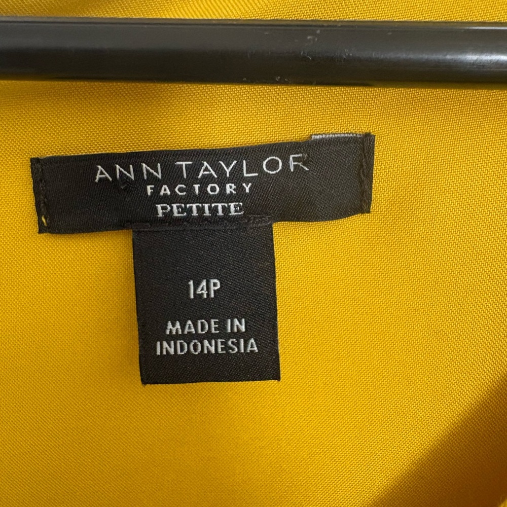 Ann Taylor Factory Golden Yellow V-Neck Midi Dress 14P - Picture 4 of 7